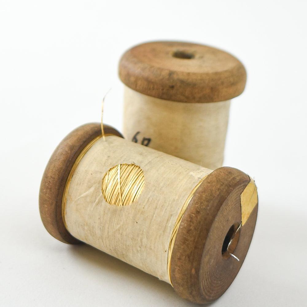 Vintage Metallic Gold Thread on Wooden Spool
