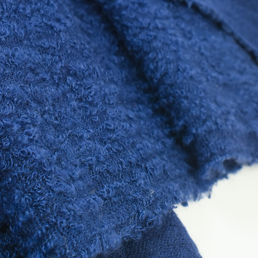 Indigo-Dyed Bouclé Wool Knit