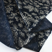 Indigo-Dyed Brushed Cotton, Botanical Print