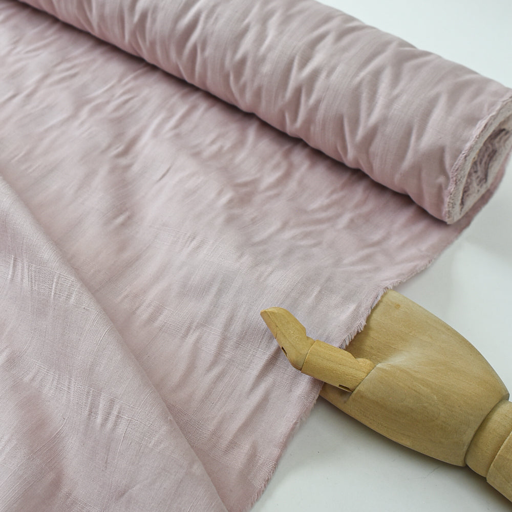 Rare Botanical-Dyed Windowpane Cotton, Cherry Blossom Pink