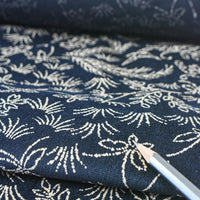Indigo-Dyed Brushed Cotton, Botanical Print