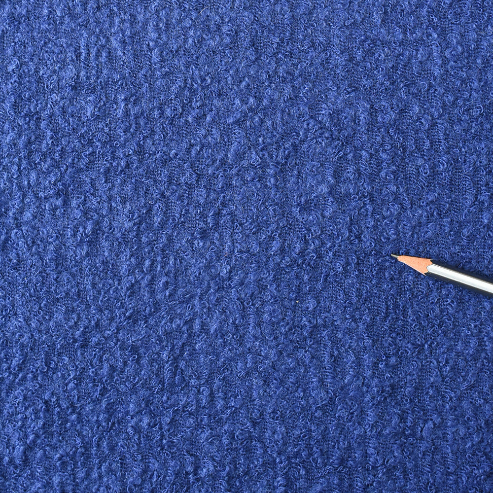 Indigo-Dyed Bouclé Wool Knit