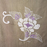 Hand-Painted Floral on Persimmon-Dyed Cotton, Artist Signed