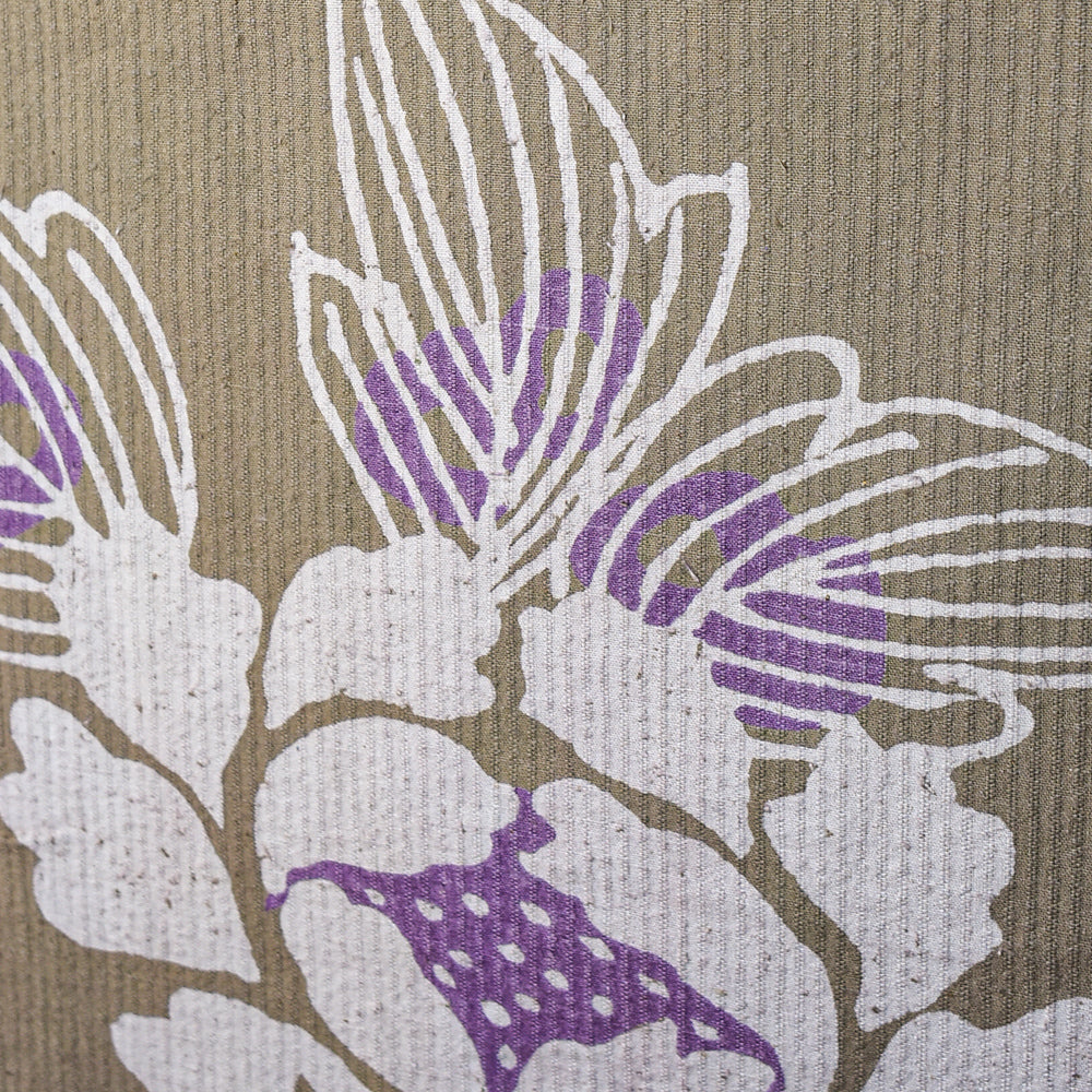 Hand-Painted Floral on Persimmon-Dyed Cotton, Artist Signed