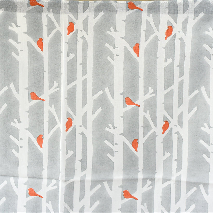 Birch Trees with Orange Birds Bandana