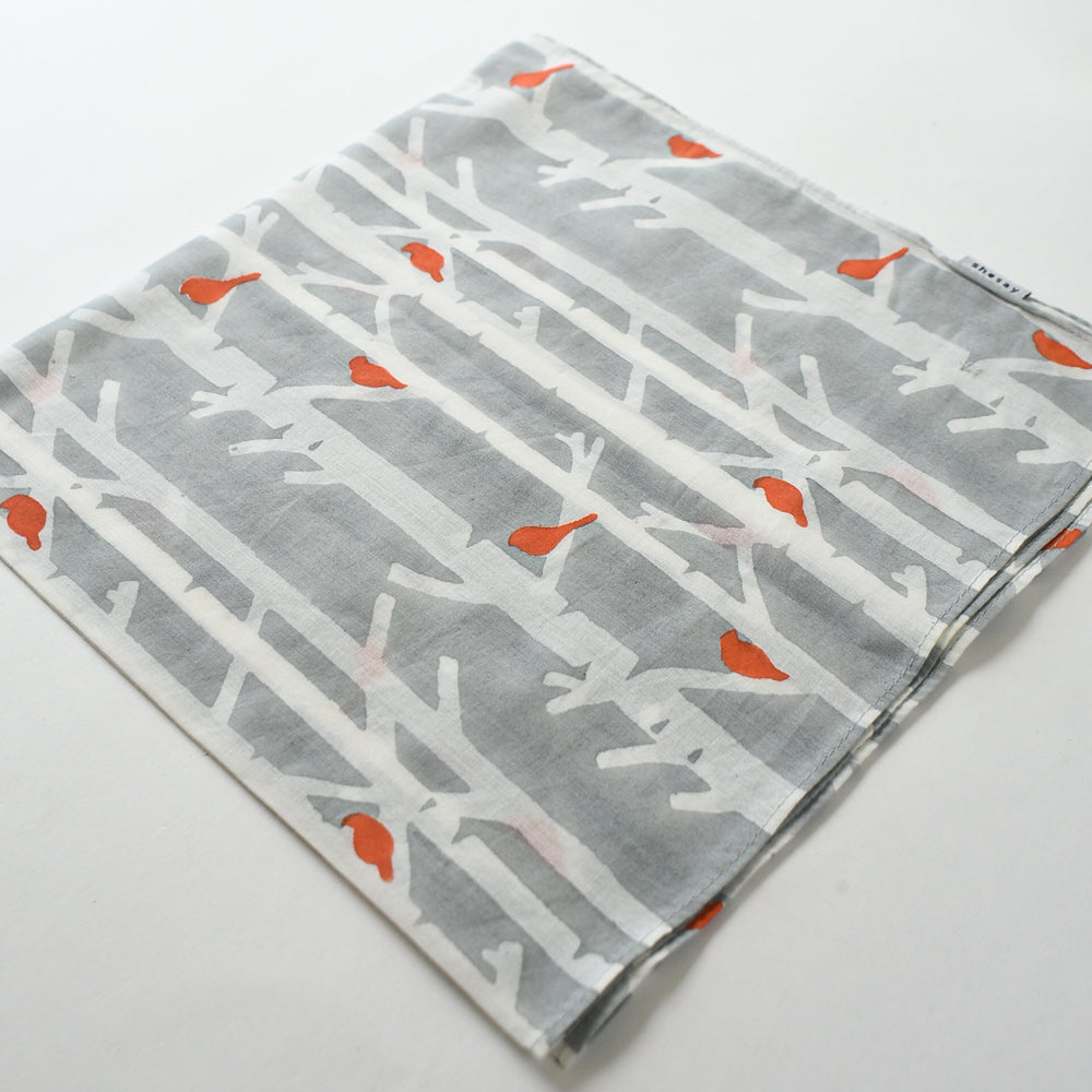 Birch Trees with Orange Birds Bandana