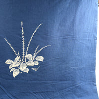 Indigo-Dyed Cotton Panel – Hand-Painted Hagi (Bush Clover) Motif