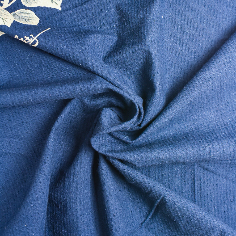 Indigo-Dyed Cotton Panel – Hand-Painted Hagi (Bush Clover) Motif