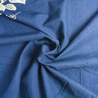 Indigo-Dyed Cotton Panel – Hand-Painted Hagi (Bush Clover) Motif