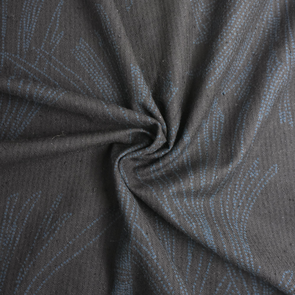 Indigo-Dyed Textured Cotton, Botanical Motif