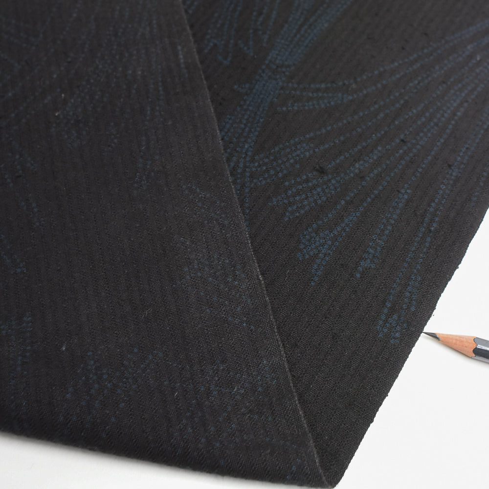 Indigo-Dyed Textured Cotton, Botanical Motif
