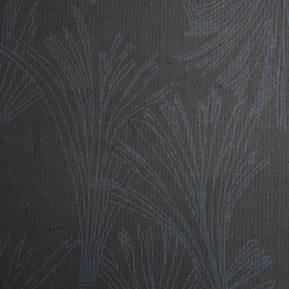 Indigo-Dyed Textured Cotton, Botanical Motif