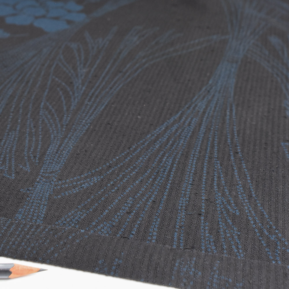 Indigo-Dyed Textured Cotton, Botanical Motif