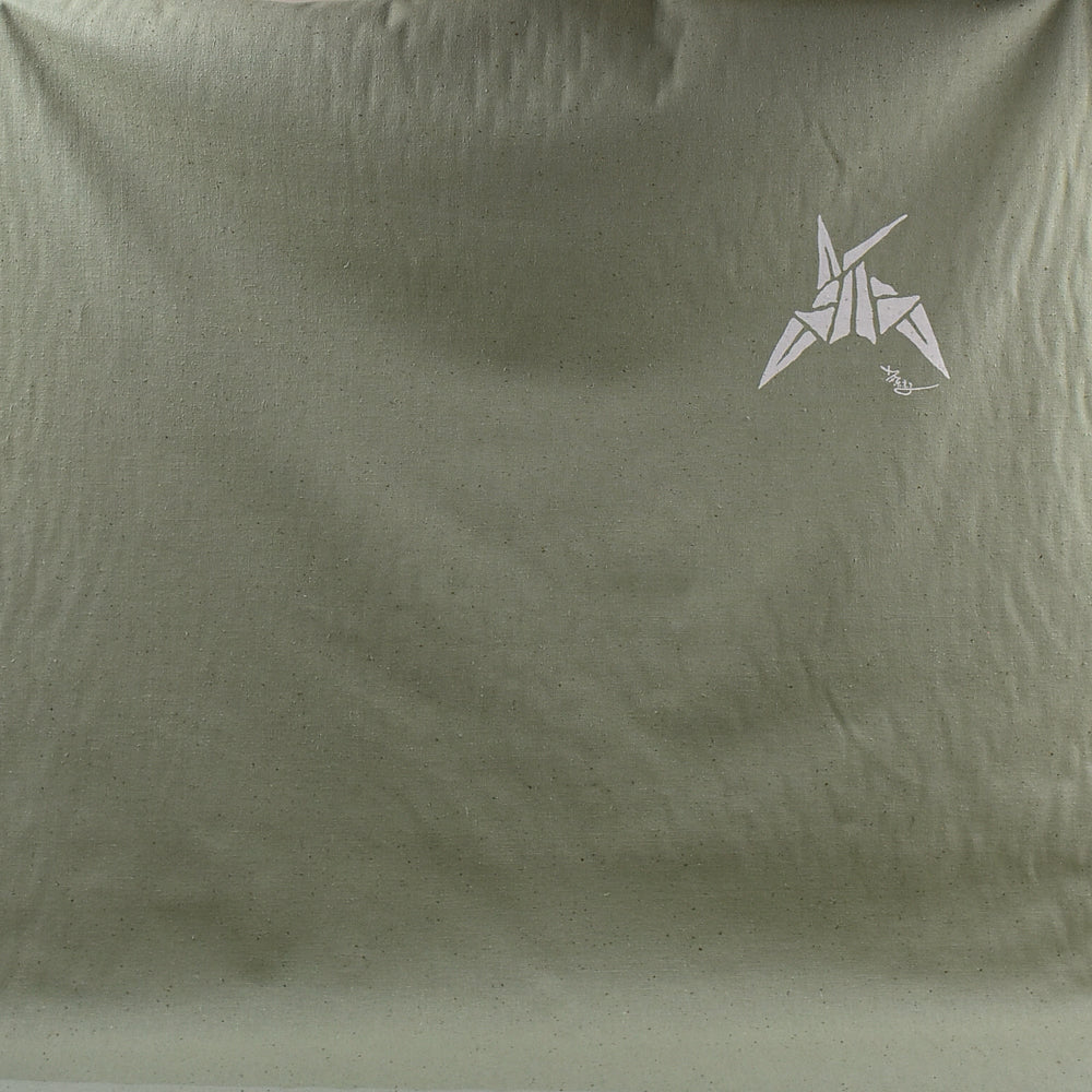 Artist-Signed Origami Crane Cotton Panel – Sage Green