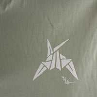 Artist-Signed Origami Crane Cotton Panel – Sage Green