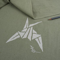 Artist-Signed Origami Crane Cotton Panel – Sage Green