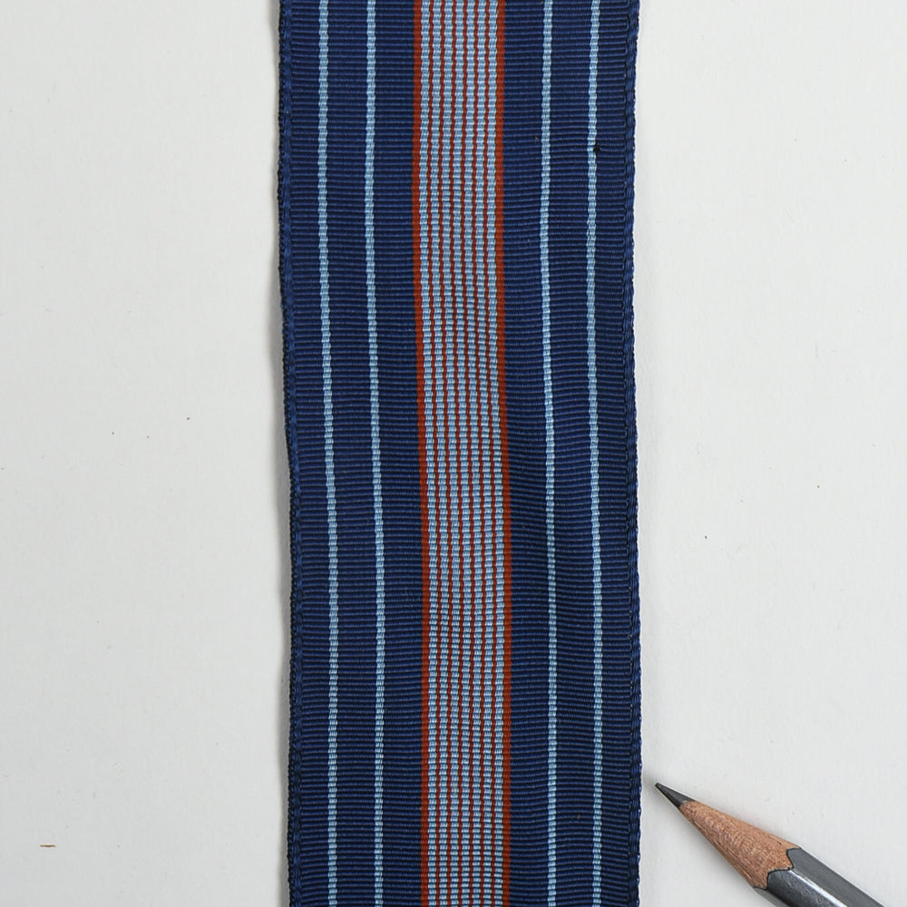 Blue w/Burgundy & Light Blue Striped Rayon Grosgrain Ribbon - 1-3/4" - 36yd Roll
