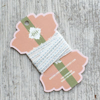 Linen Running Stitch Ribbon 2 yds - White/Sky Blue