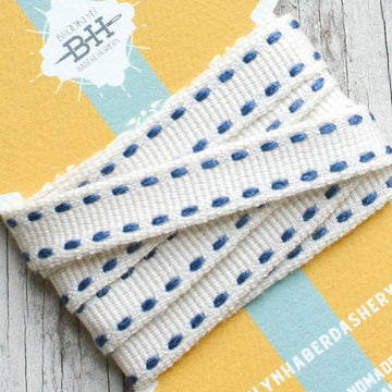 Organic Cotton Ribbon Saddle Stitch, 2yds - Bluebell