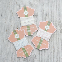 Linen Running Stitch Ribbon 2 yds - White/Layette Pink