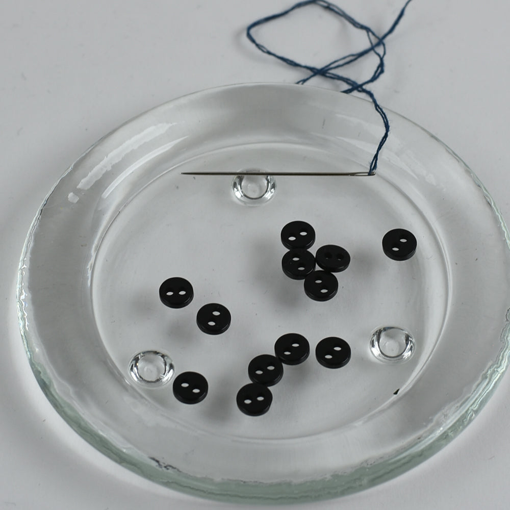 Vintage 2-Hole Buttons 7mm - Set of 12 - Black
