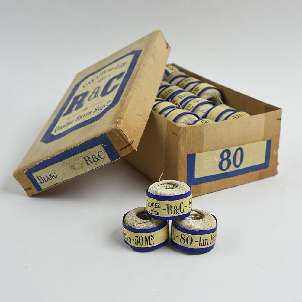 Vintage R&C Waxed Linen Thread #80 - White