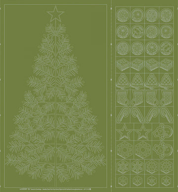 Tree Sashiko Panel & Ornaments, Green