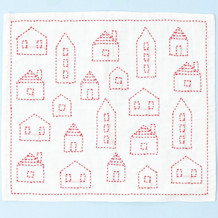 Houses Sashiko Cloth