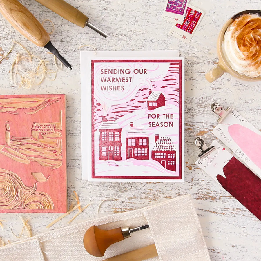 Warmest Wishes Letterpress Cards, Set of 6