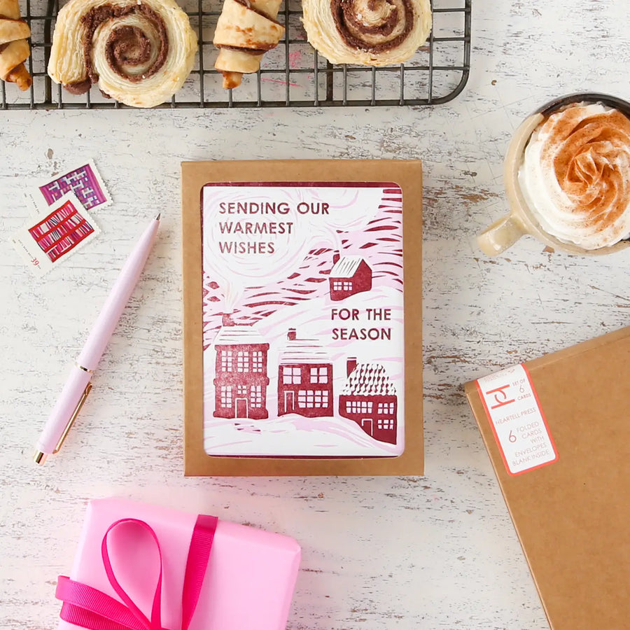 Warmest Wishes Letterpress Cards, Set of 6