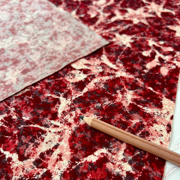 Vintage Japanese Wool -1/2 yd - Scarlet/White Leaves