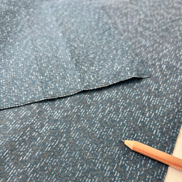 Vintage Japanese Wool Blend -1/2 yd  - Blue/White Dashes