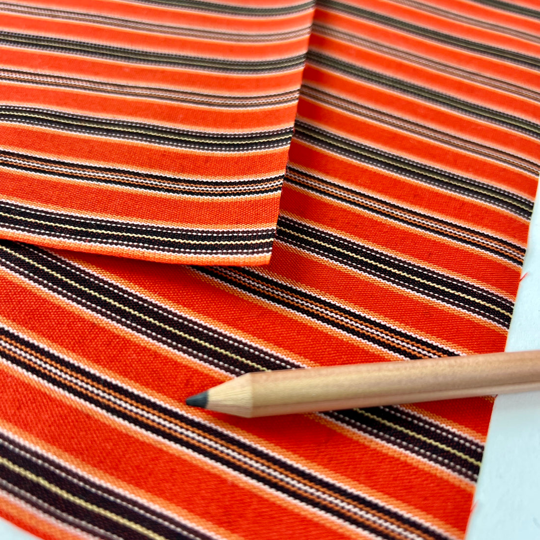 Vintage Japanese Wool Blend Stripe -1/2 yd - Red
