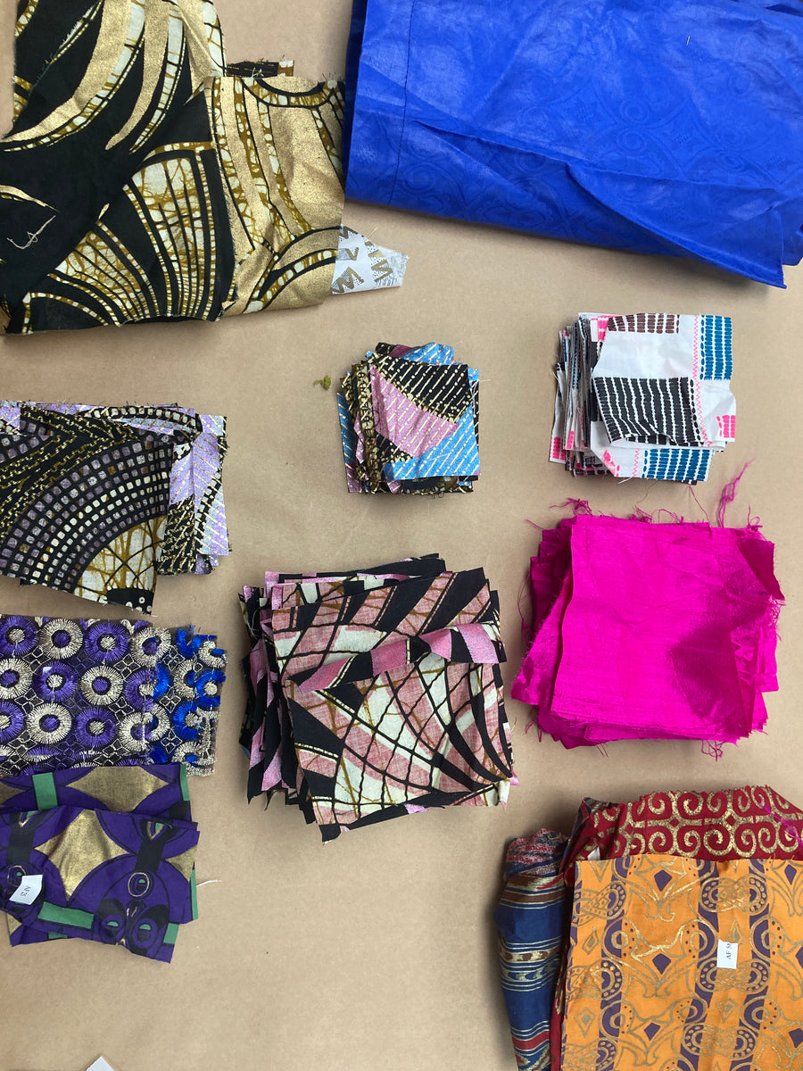 West African Fabric Scraps - Modern Metallics
