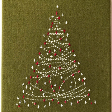 Christmas Tree Sashiko Panel Kit, Green