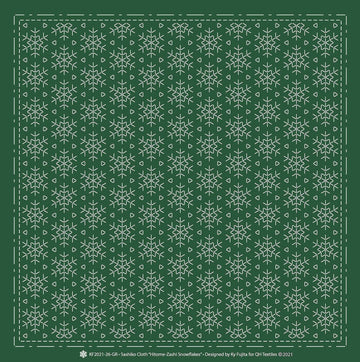 Snowflake Sashiko Cloth, Pine green