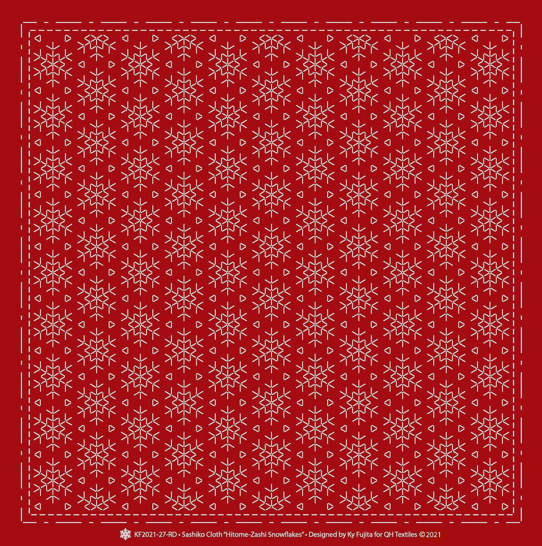Snowflake Sashiko Cloth, Red