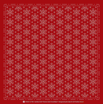 Snowflake Sashiko Cloth, Red
