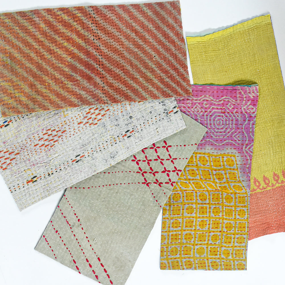 Kantha Tiny Stitch Fabric Bundle - Blush