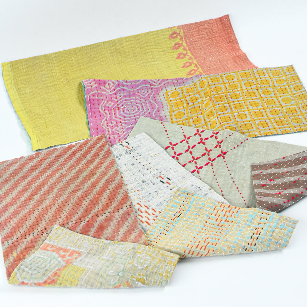 Kantha Tiny Stitch Fabric Bundle - Blush