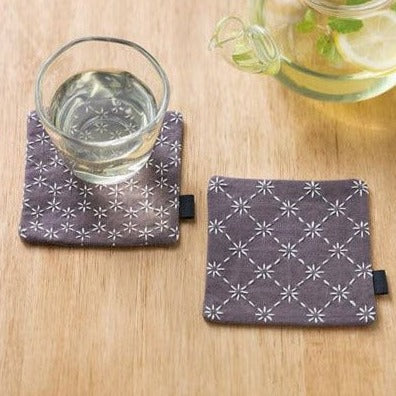 Sashiko Coaster Set Kit, Ash Gray