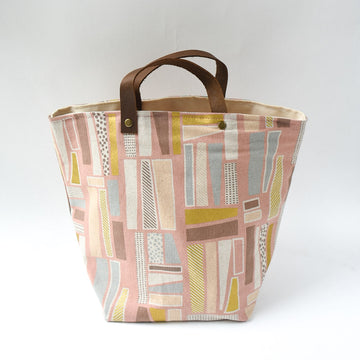 Mathilde Tote Bag, Rectangles Pink print | Brooklyn Haberdashery
