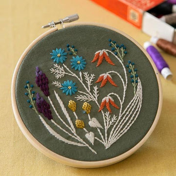 Wildflower Embroidery Kit by Alice Makabe, Olive