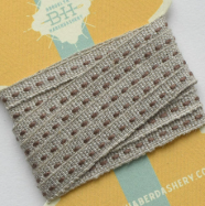 Linen Running Stitch Ribbon 2 yds - Natural/Ginger Brown