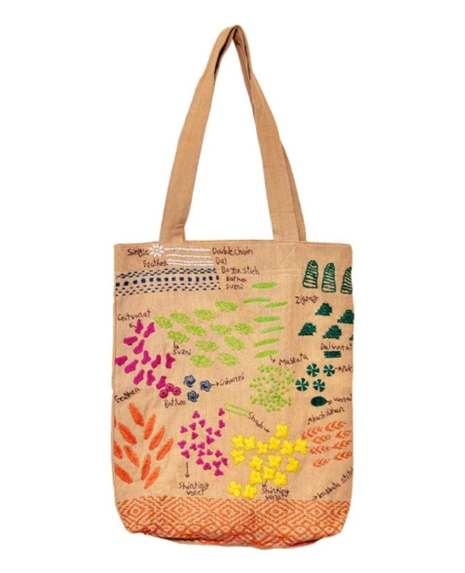 Bengali Embroidery Sampler Tote Bag