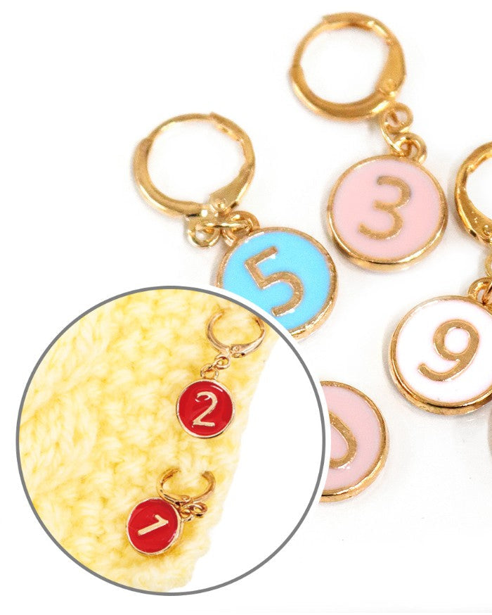 Numbered Pink Stitch Markers Set of 10