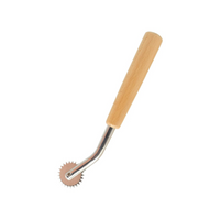 Wheel tool with wooden handle on a white background