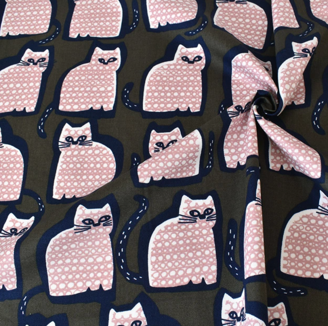 Cat Cotton Twill - Olive