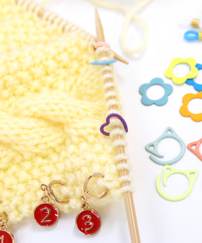 Numbered Pink Stitch Markers Set of 10