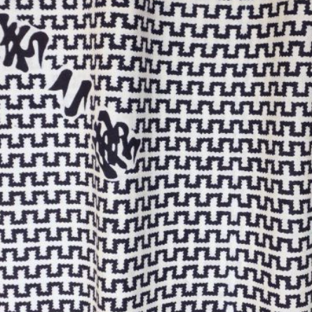 Vintage Indigo Yukata Cotton — Stepped Maze Motif